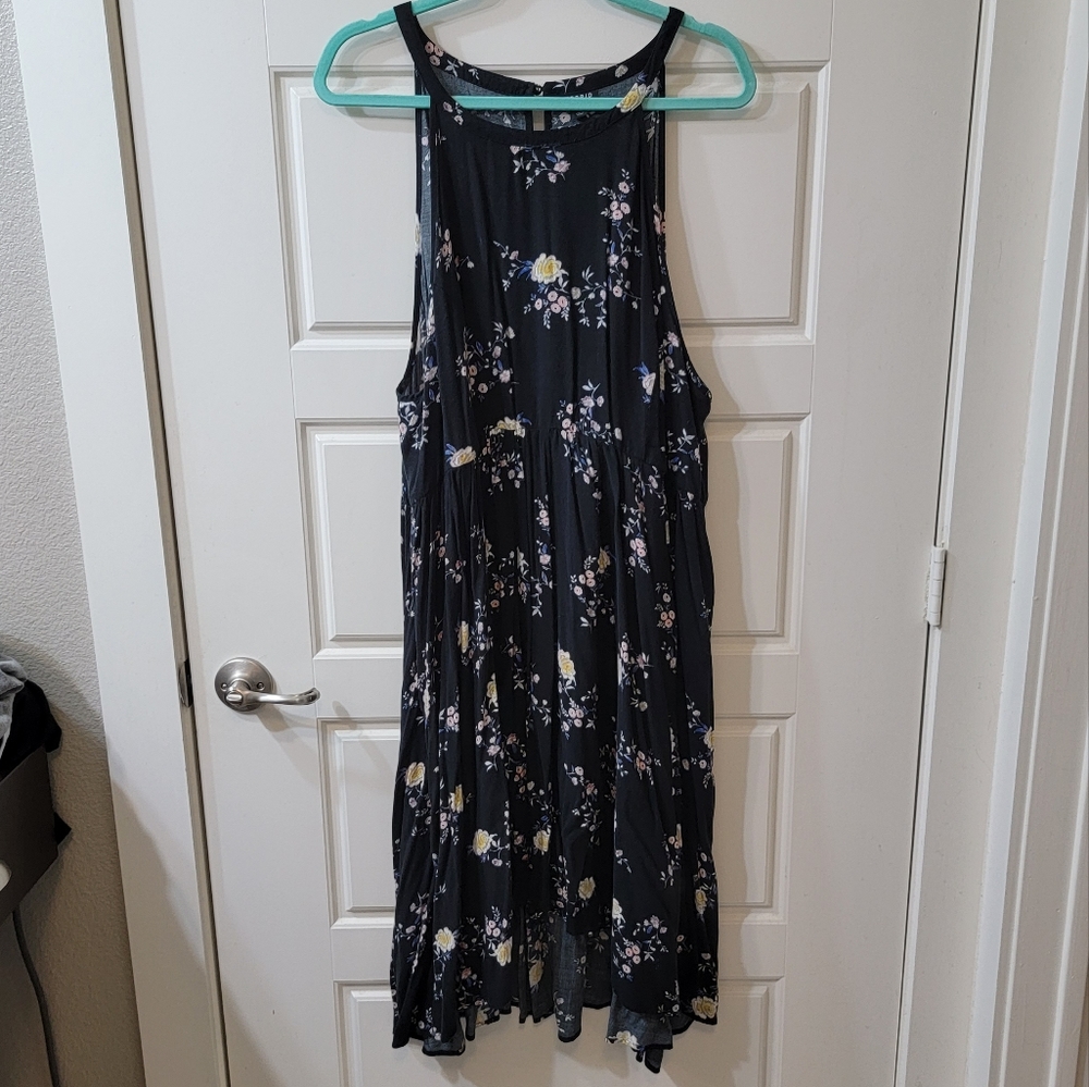 Torrid Black Floral Challis High Neck Dress